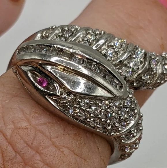 Snake Bypass Design Sterling Silver Ring - Picture 9 of 11